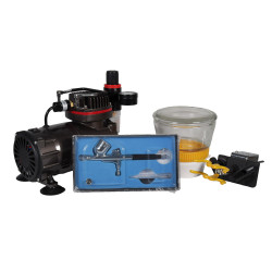 Kit ECAR AK-100 Mini compresseur + Aérographe Ecar AB130 + accessoires dans mallette aluminium