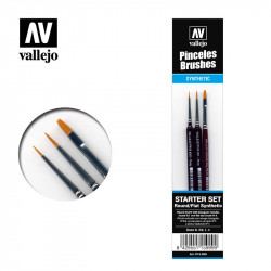 Pack de 3 Pinceaux synthétiques plat et rond
